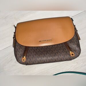 Michael Kors Tan and Brown Crossbody Bag